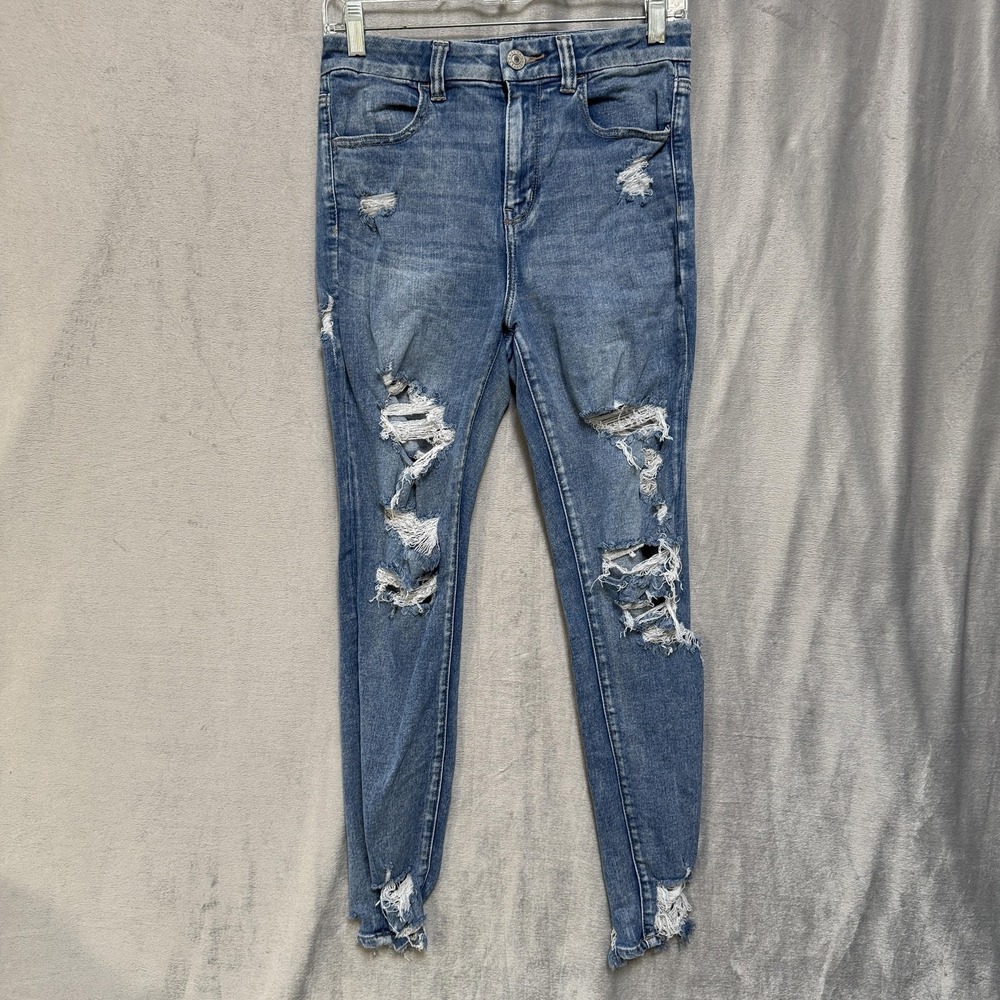 American Eagle Jeans‎ Womens 6 Short Blue Ne(x)t Level Stretch Distressed Ripped